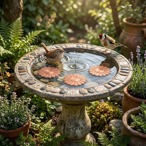 Copper bird bath cleaner - bird, for