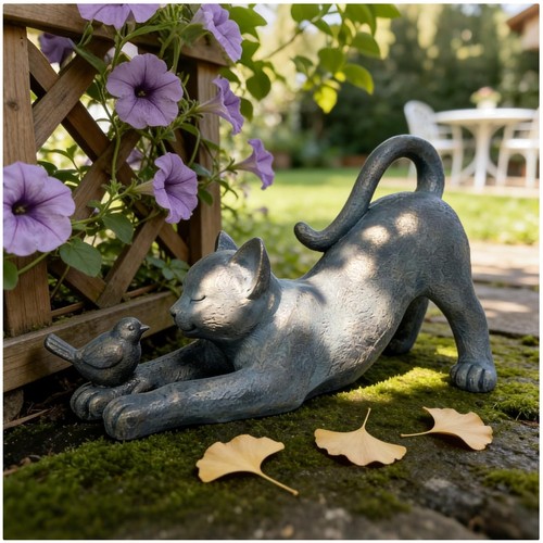 Resin cat figurine for outdoor - figurine,